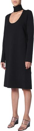 Bottega Veneta High-Neck Viscose-Wool Blend Dress - Black