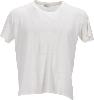 Saint Laurent Pre-owned Mens 1971 Back Logo Embroidered Jersey T-shirt In White Cottton Cotton - Size Large