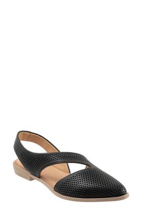 Bueno Bianca Perf Slingback Pointed Toe Flat in Black at Nordstrom, Size 9.5Us