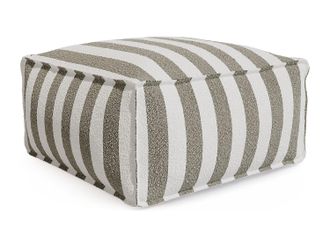 Vente-Unique Pouf da giardino in tessuto bouclette Righe bianco e beige - NOUMARA di MYLIA