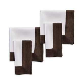 Solino Home Linen Dinner Napkins - Contempo, 20 x 20 in Chambray Brown And White at Nordstrom, Size Large
