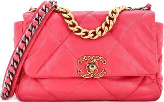 Chanel 19 Flap Bag Quilted Leather Medium crossbody bag - Roze