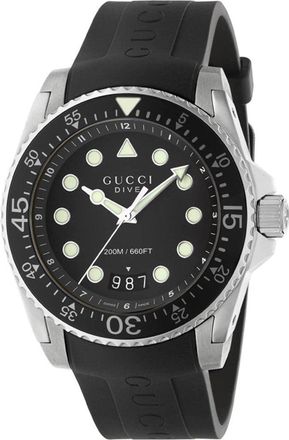 Gucci Dive Black Mens Watch - Model YA136204 for Adventurers Silicone - One Size