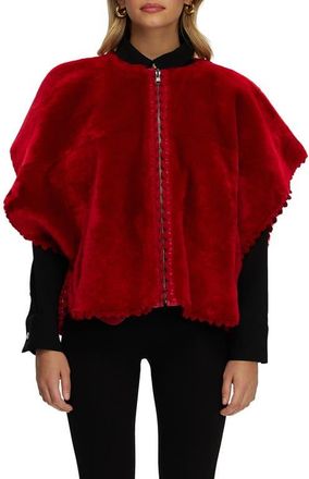 Gorski Reversible Collarless Genuine Shearling Jacket in Red/red at Nordstrom, Size Small