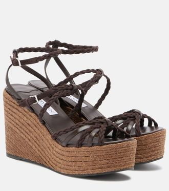 Jimmy Choo London Nyra braided leather espadrille wedges