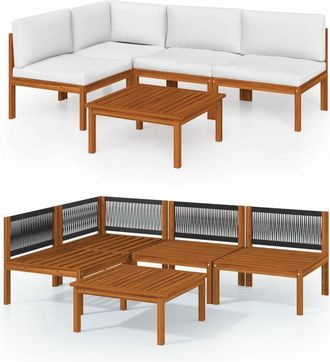 vidaXL Vidaxl - Conjunto De Jard&iacute;n 5 Piezas Con Cojines Color Crema 63x63 Cm