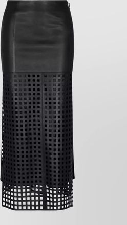 Emporio Armani leather grid pattern high-waisted midi skirt