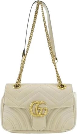 Gucci Pre-owned GG Marmont Shoulder Bag - Dames - Vintage Schoudertas - Wit - ONE Size - Leer - Vintage