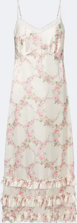 Simone Rocha Floral lace-trimmed satin slip dress