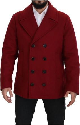 Dolce & Gabbana Luxe Rode Double-Breasted Jas - Heren - Mantel - Rood - XL - Wol - Jassen