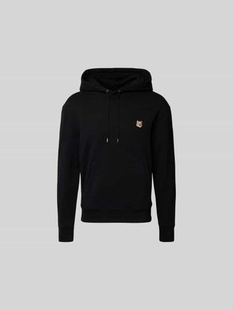 Maison Kitsun&eacute; Hoodie mit Label-Stitching in Black, Gr&ouml;&szlig;e L