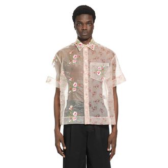 Simone Rocha Sheer Patchwork Boxy Shirt