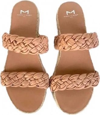Marc Fisher Women Jaimee Leather Slides In Nude