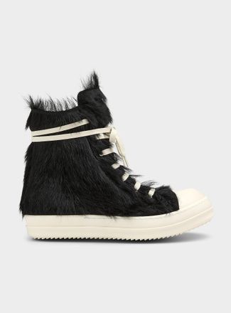 Rick Owens Mens Pony hair leather high-top sneakers Men