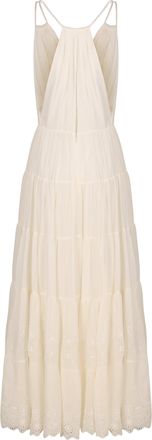 Celine Womens Cotton And Silk Cr&eacute;pon Maxi Dress Ivory