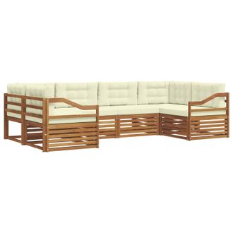 vidaXL Conjunto De Sof&aacute;s De Exterior Con Coj&iacute;n 6 Pcs Natural Y Crema Vidaxl
