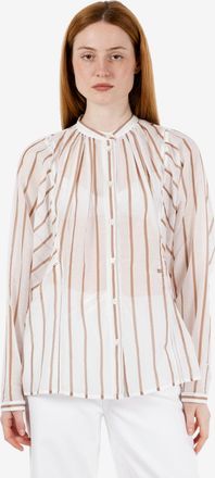 Semicouture Camicia Lola a righe bianco / iuta