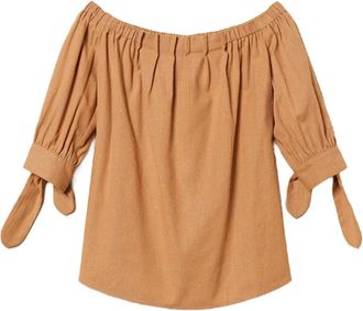 Twin-Set Blouse met krijtstreep en gestrikte mouwen - Bruin