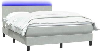 vidaXL Cama Box Spring Con Colch&oacute;n Terciopelo Gris Claro 140x210 Cm Vidaxl