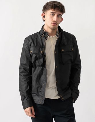 Belstaff Mens Belstaff Racemaster Mens Waxed Cotton Compact Field Jacket - Black - Size: UK38 eu48 us38