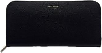 Saint Laurent Black Leather Long Wallet (Bi-Fold) (Pre-Owned)