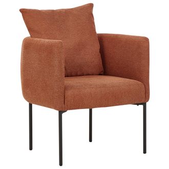 Beliani Sill&oacute;n Elegante Con Coj&iacute;n Patas De Hierro Negras Estilo Retro Lino Sint&eacute;tico Marr&oacute;n Dorado Malmos