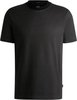 BOSS Mercerized-cotton T-shirt with contrast collar