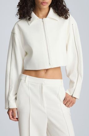 Kenneth Cole Crop Zip Jacket in Pure White at Nordstrom, Size X-Large