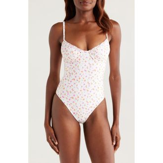 Kulani Kinis Double Ruffle Underwire One-Piece in Rosie Posie at Nordstrom Rack, Size X-Large