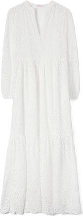 MC2 Saint Barth Tiered Eyelet Embroidery Maxi Dress