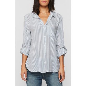Velvet Heart Striped Hi-Lo Button Down Shirt in Indigo Stripe at Nordstrom Rack, Size X-Large