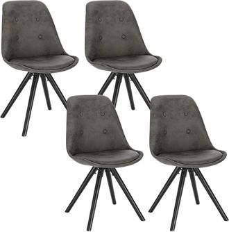 Woltu 4x Sillas De Comedor N&oacute;rdica Asiento De Tela Estilo Vintage Pata De Madera Maciza Con Respaldo Sillas Dise&ntilde;o Moderno Antracita A - Woltu