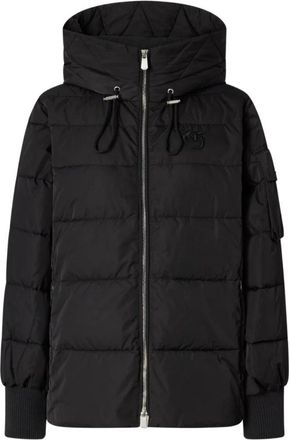 Pinko Chaquet&oacute;n crusca cappa tela mat con patc - Dames - Winterjassen - Zwart - S - Jassen