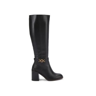 Kurt Geiger Womens Leather Bromley Block Heel Knee Boots - Black - Size UK 8