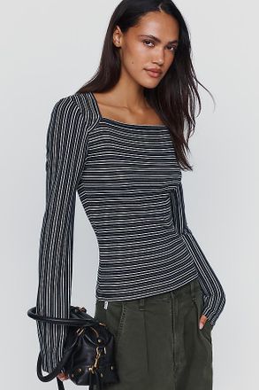 Pilcro Square-Neck Long-Sleeve Top