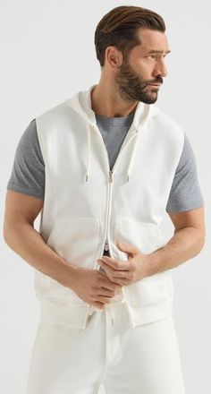 Brunello Cucinelli Sleeveless sweatshirt in Off-White at Nordstrom, Size Xxx-Large Eu