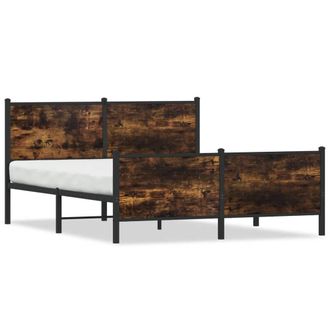 Berkfield Home Metal Bed Frame without Mattress Smoked Oak 137x190 cm in Brown
