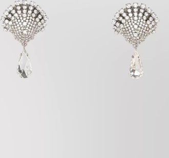 Alessandra Rich crystal teardrop metal statement earrings
