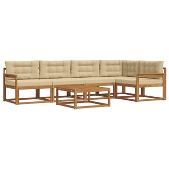 vidaXL Conjunto De Sof&aacute;s De Exterior Con Coj&iacute;n 6 Pcs Natural Y Beige Vidaxl