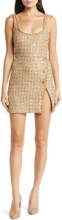 Self Portrait Tinsel Boucl&eacute; Minidress in Gold at Nordstrom, Size 0