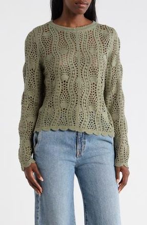 Adrianna Papell Pointelle Sweater in Sage Moss at Nordstrom Rack, Size X-Small
