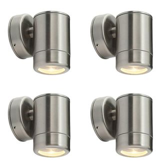 Loops 4 PACK Outdoor IP65 Wall Downlight - Dimmable 7W LED GU10 - Stainless Steel in Metallics