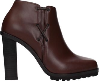 Max Mara Bruine Leren Enkellaarsjes