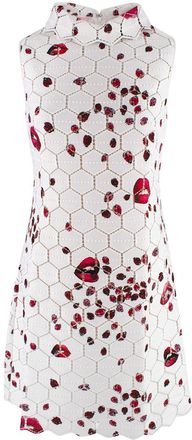 Giambattista Valli White Crochet Ladybird Print Mini Dress Size XS