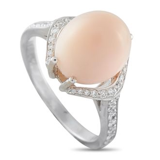 Luxury Bazaar 18K White Gold 0.25ct Diamond and Conch Pearl Ring MF26-050126