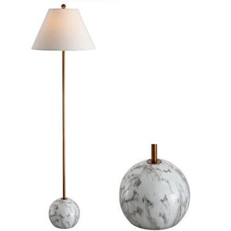 Jonathan Y Designs Miami 63.5 Minimalist Resin/Metal LED Floor Lamp in Gold/white at Nordstrom