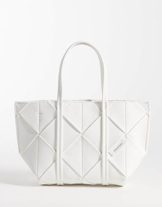 Calvin Klein Borsa shopping piccola bianca-Bianco