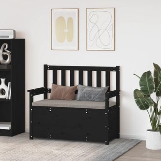 vidaXL Vidaxl - Banco De Madera Maciza De Pino Negro 112,5x51,5x96,5 Cm