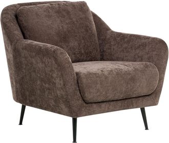 Beliani Beliani - Armchair Chenille Upholstery Iron Black Legs with Armrests Thick Seat Modern Style Living Room Dark Brown Eiby