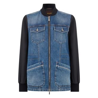 Moorer Bomber Jackets, female, Blue, Size: L Lauri Jacket